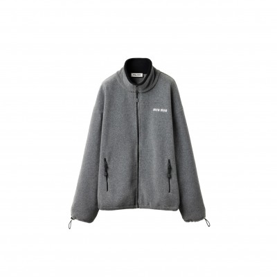 MIU MIU LOGO EMBROIDERED FLEECE SWEATSHIRT 